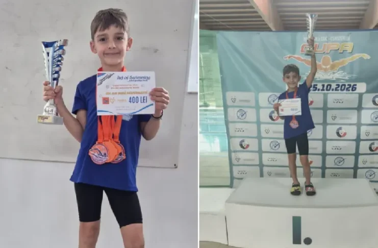 Viitorul David Popovici este din Moinești! Puștiul-minune Luca Dorunga a luat 4 medalii de aur și Cupa Competiției la un puternic concurs internațional de natație